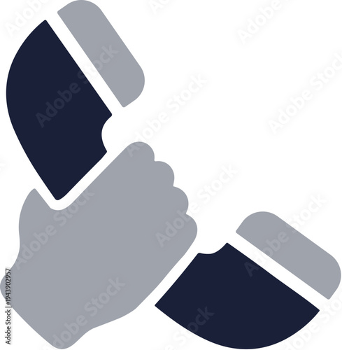 Minimalist Two Tone Hand Holding Telephone Receiver Communication Icon