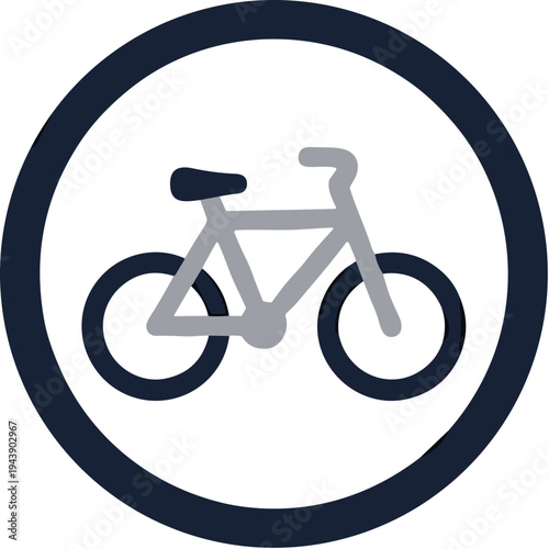 Simple Detailed Circle Bicycle Transportation Sign Shape Icon Illustration