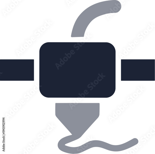 Modern Minimalist 3D Printer Technology Machine Flat Icon Graphic