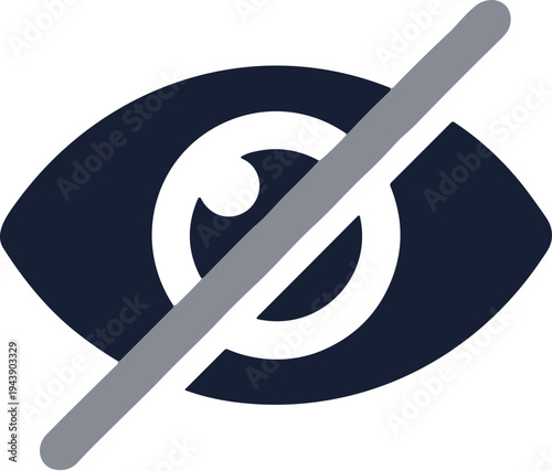 Flat Minimalist Blocked Eye Privacy Symbol Shape Icon Graphic Design