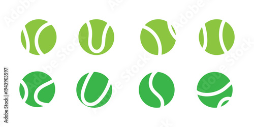 A vector icon set of tennis and padel balls, showcasing both filled and outline styles for sports design. eps 10 