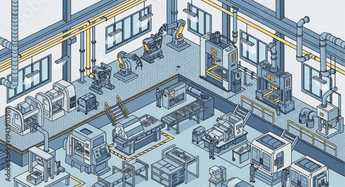 Industrial Factory Interior Machinery.