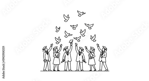Graduates Releasing Doves Symbolizing Freedom, Hope, and New Beginnings