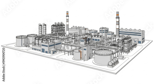 Industrial Factory Complex Structure.
