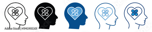 Mental Health icon set in multiple style collection