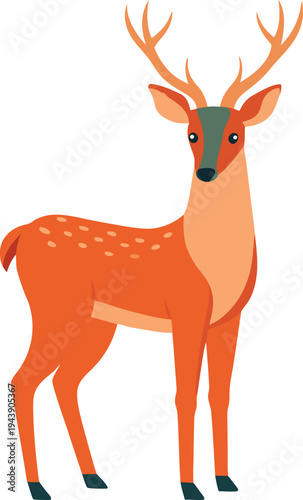 Elegant Deer With Antlers Vector Illustration