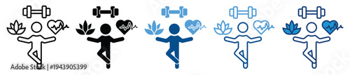 Wellness icon set in multiple style collection