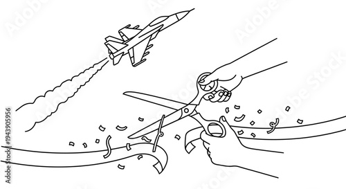 Jet Fighter Cuts Ribbon, Symbolic Celebration of Aviation and Progress