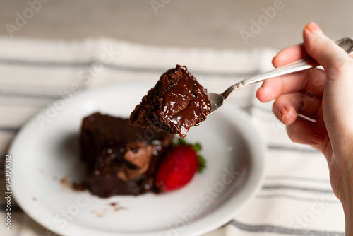 Konstfotografi Delicious, slice of chocolate cake.