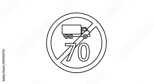 Speed Limit 70 Traffic Sign Icon Road Safety Regulation Driving Speed Restriction Symbol Vector Illustration