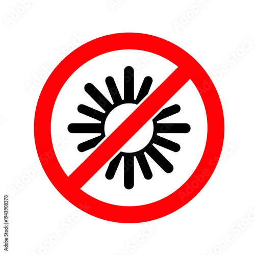 No Sun Prohibition Symbol Indicating Avoidance of Direct Sunlight