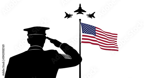 Veteran Salutes American Flag with Fighter Jets Flyover