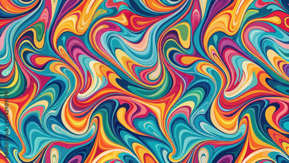 Obraz premium Vibrant Abstract Swirl Pattern with Multicolor Waves