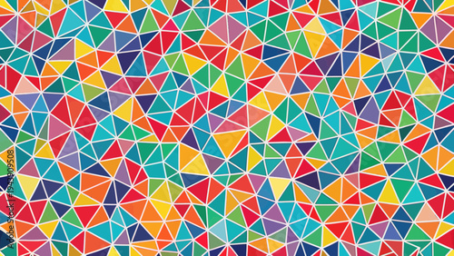 Fragmented Geometric Pattern with Multicolor Triangles