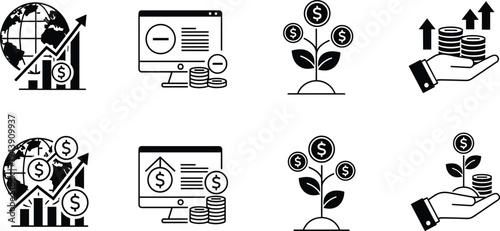 Illustrations of financial growth and investment strategies across global markets
