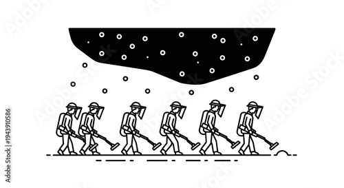 Miners digging for gold in a starry night, treasure hunt, adventure, exploration, teamwork