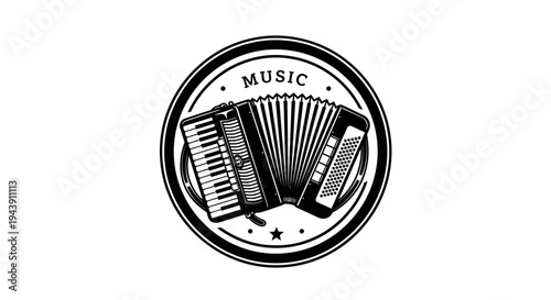 Accordion musical instrument close up.