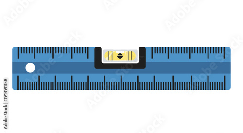 Blue spirit level ruler tool.