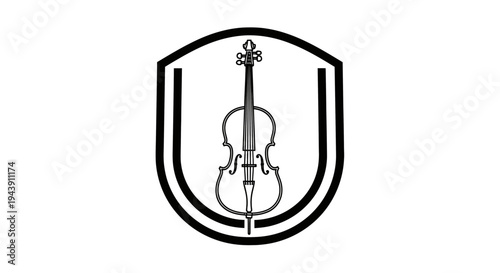 Black and white violin logo icon.