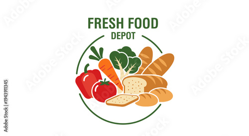 Fresh food logo with vegetables bread 1.