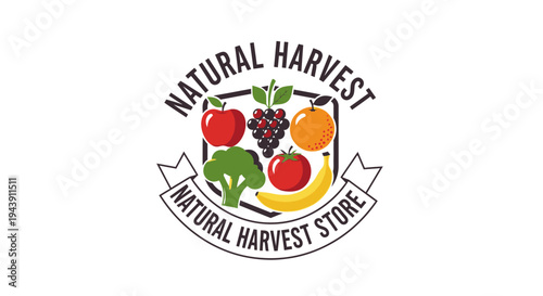 Natural Harvest Store Fruit Logo.