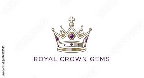 Royal crown with gems and cross.