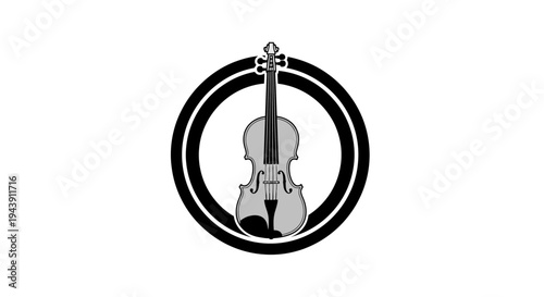 Violin instrument in circle design.
