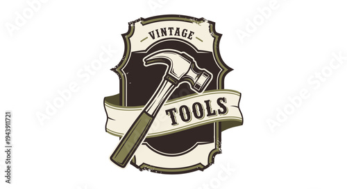 Vintage hammer tool icon logo symbol.