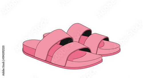Pair of stylish pink double strap slide sandals on a white background, ideal for casual summer wear and everyday comfort.