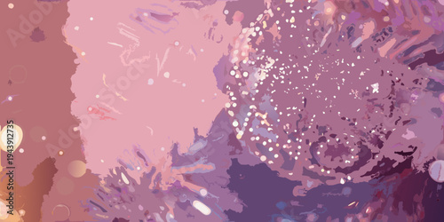 Abstract pink and purple digital painting with scattered sparkling elements