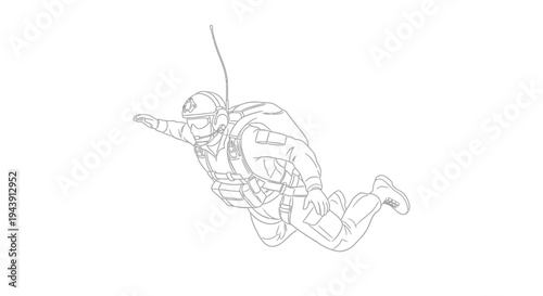 Skydiver in freefall, dynamic pose, extreme sports, adventure, adrenaline, outdoor activity
