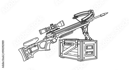 Sniper Crossbow with Ammo Crate, Tactical Weapon, Hunting Gear, Military Equipment