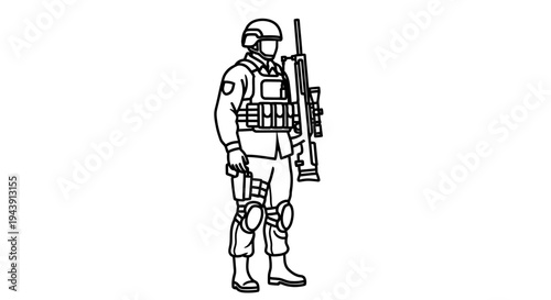 Soldier with Sniper Rifle, Tactical Gear, Military Uniform, Ready for Action
