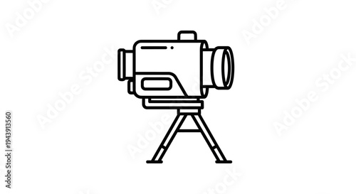 Vintage Video Camera on Tripod Icon, Retro Cinematography Symbol
