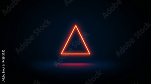 Vibrant neon triangle illuminated against a deep dark and mysterious background setting.