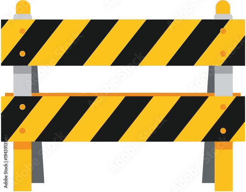 Yellow and black striped construction barrier