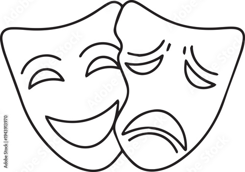 Vector illustration of comedy and tragedy masks