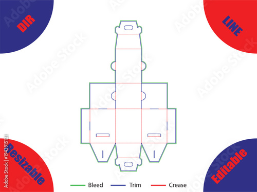 Invitation card template with bleed trim and crease lines