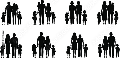 Diverse family silhouettes showcasing different household compositions and dynamics