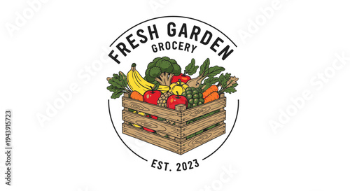 Fresh Garden Grocery Crate Logo.