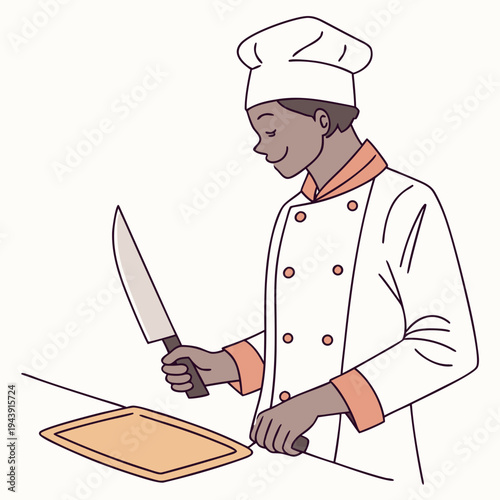 Professional Chef Cooking on White Background Vector Illustration