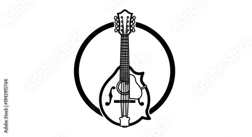 Mandolin musical instrument logo design 1.