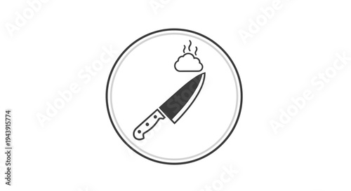 Knife and steak icon graphic symbol.