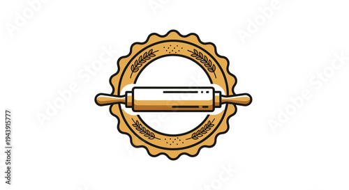 Rolling pin in gear shape icon.