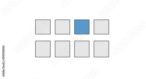 One blue square among many gray squares in a grid.