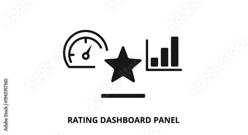 Rating Dashboard Panel with Speedometer Graph and Star Icon.