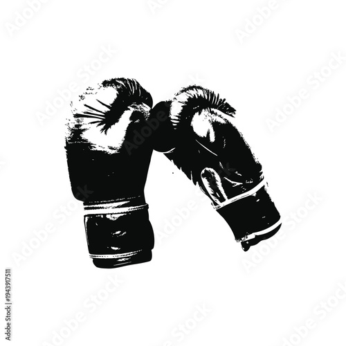 Black and white vintage illustration of boxing gloves vector art hand drawn style