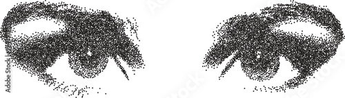 Eye vintage y2k stipple art, vision halftone stipple brutalist retro vector png with transparent background, iris 2000s aesthetic photocopy effect tattoo