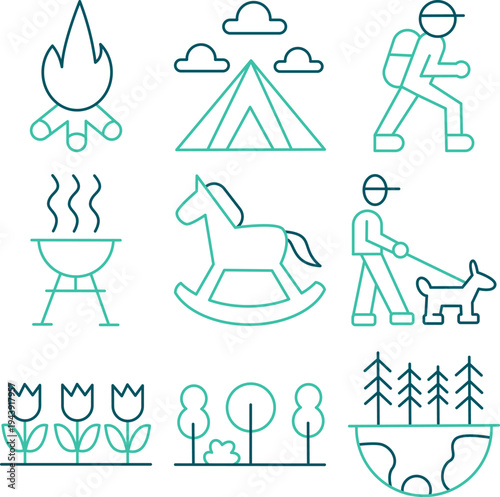 Minimalist Camping Line Art Icons
