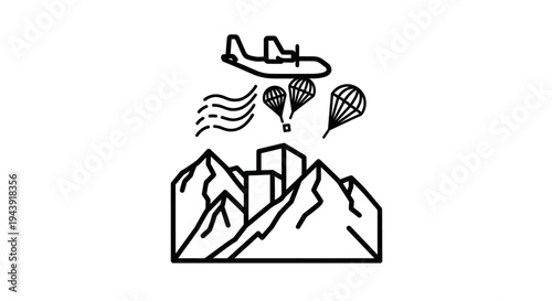 Aerial Adventure: Airplane, Hot Air Balloons, Parachutes Over Mountains and City